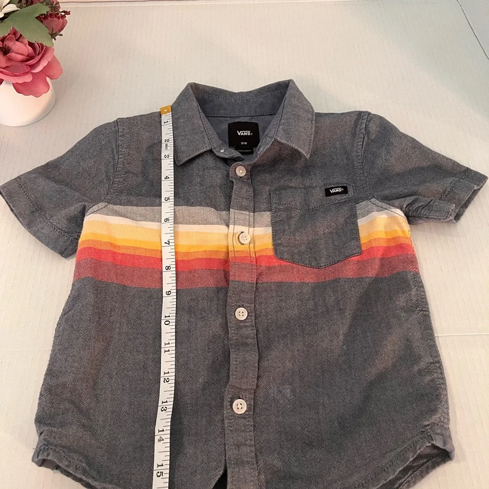 Vans Toddler Charcoal Shirt with Colorful Stripes - Size 5M